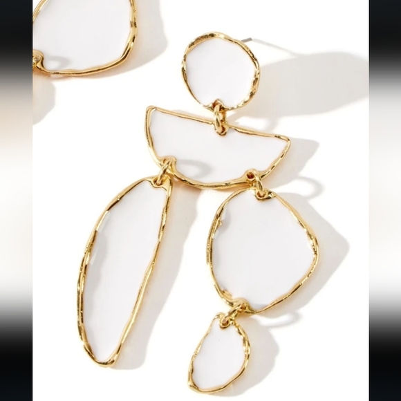 White Enamel Chandler Earrings - Picture 2 of 3